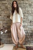 Annie Cushion Cotton Cuff Barrel Pant Antique Rose
